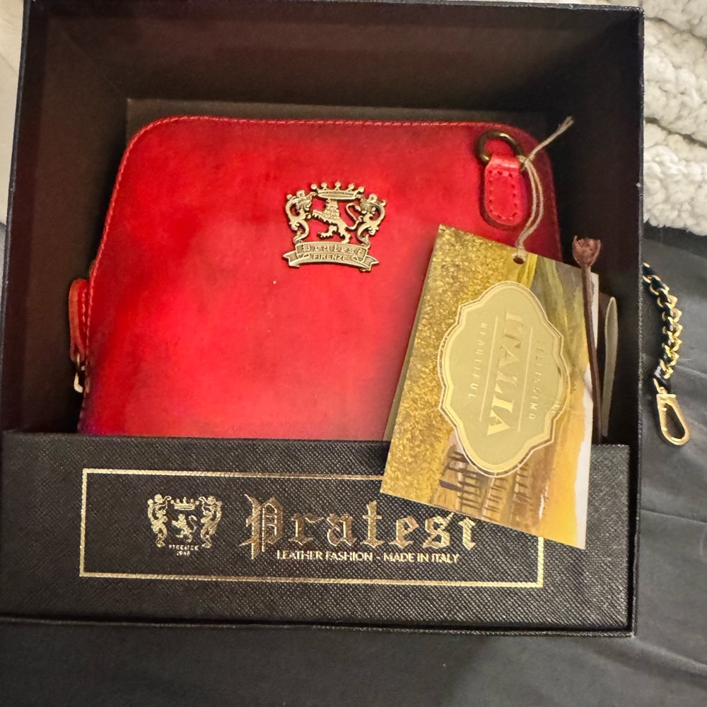 Pratesi Red Leather Crossbody Bag